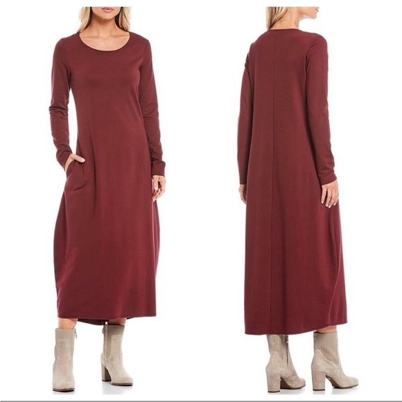 Bryn Walker Philippa Jersey Stretch Long Sleeve Maxi Lagenlook Lantern Dress - Picture 12 of 12